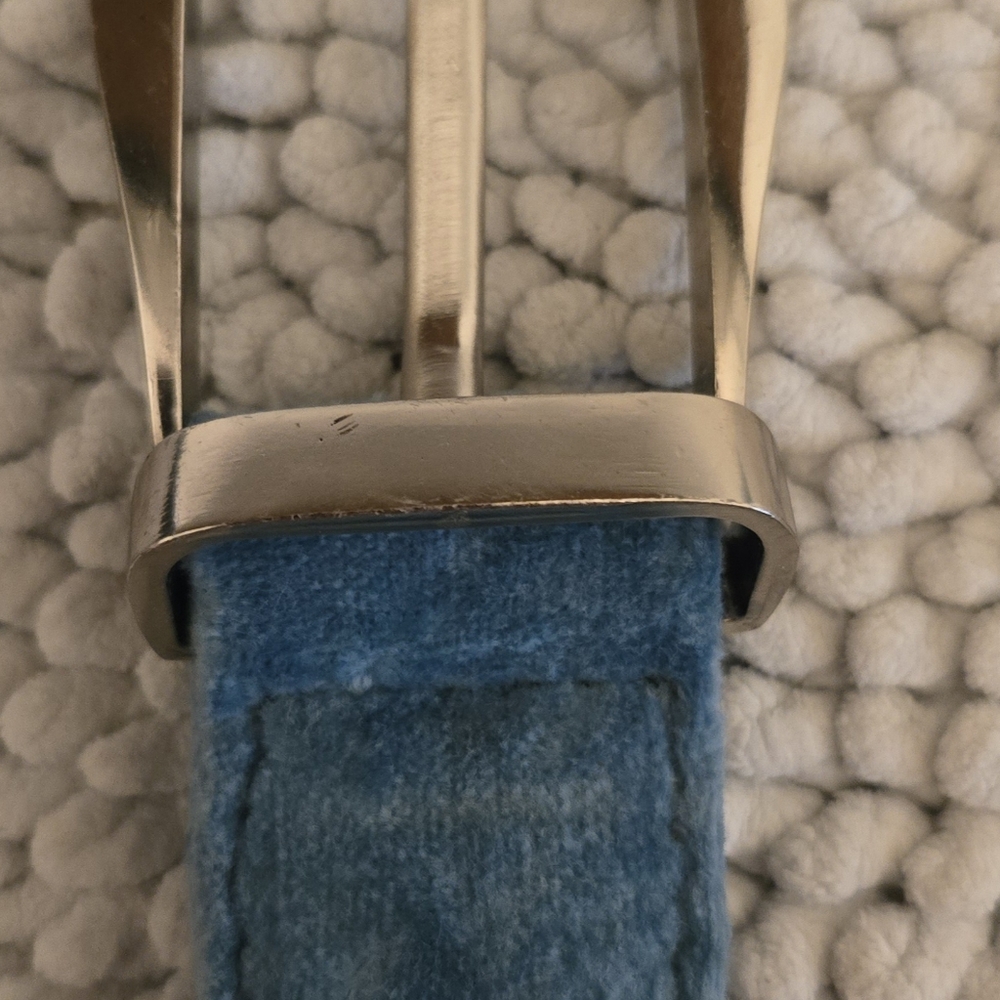 Free People Friday I'm In Love Blue Velvet And Chain Belt - Picture 3 of 6